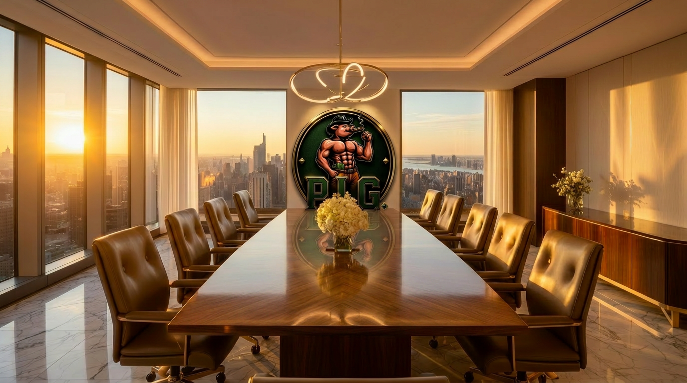 Penthouse boardroom at golden hour